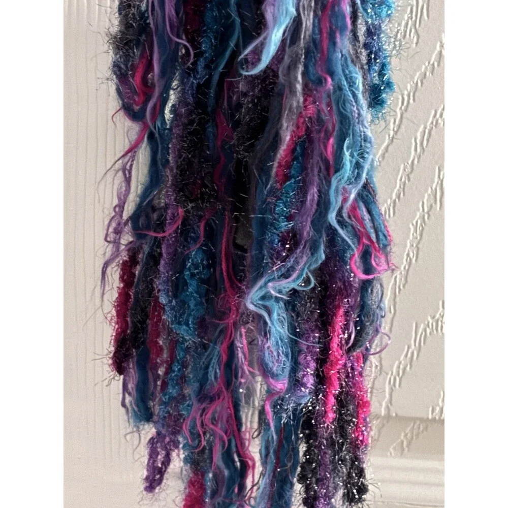Y2K Boho Made In Italy Textured Yarn Scarf‎ Festival Merino Blend